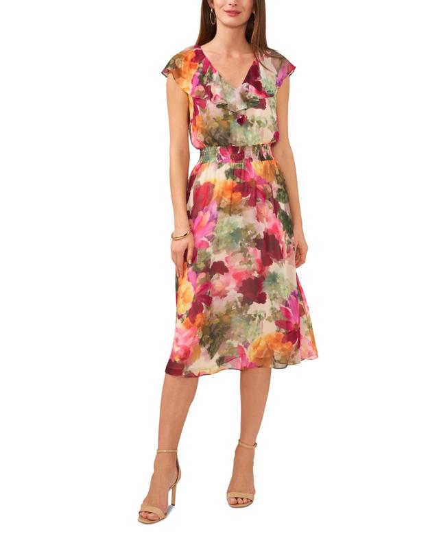 Women's Floral-Print Smocked-Waist Midi Dress Product Image