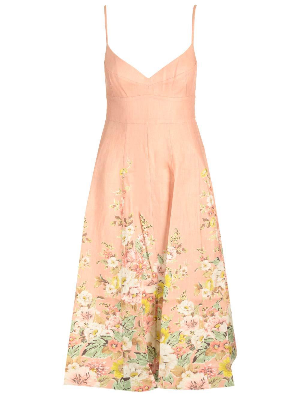 Matchmaker Floral Linen Midi Dress In Buff Coral Floral Product Image