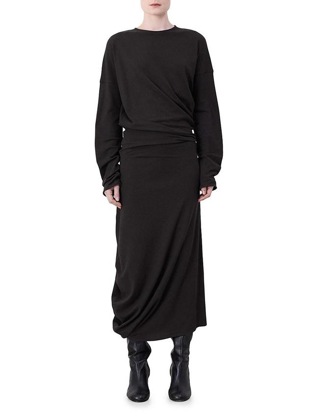 Womens Twisted Cotton Midi-Dress Product Image