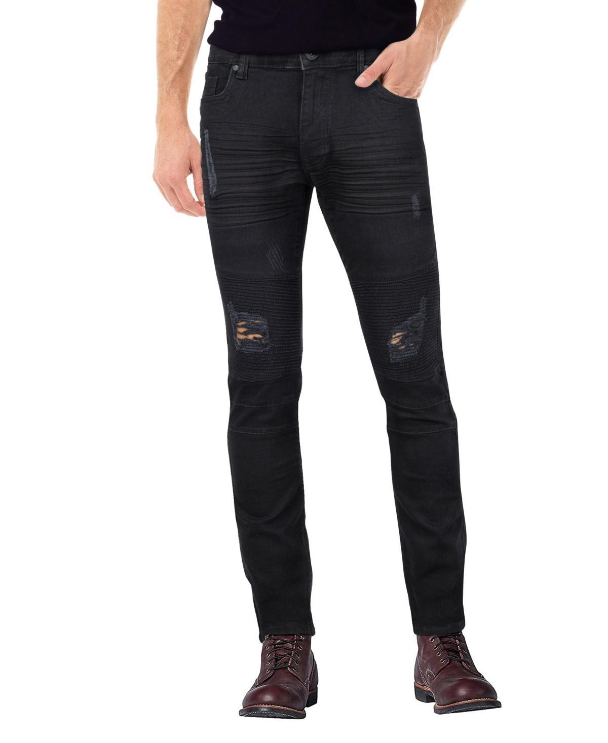 X-Ray Mens Rawx Slim Fit Moto Detail Stretch Jeans Product Image