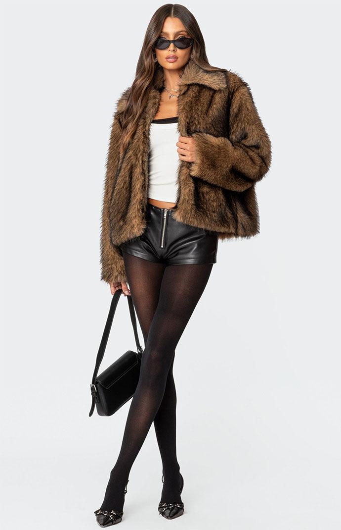 Edikted Womens Mob Wife Faux Fur Jacket Product Image