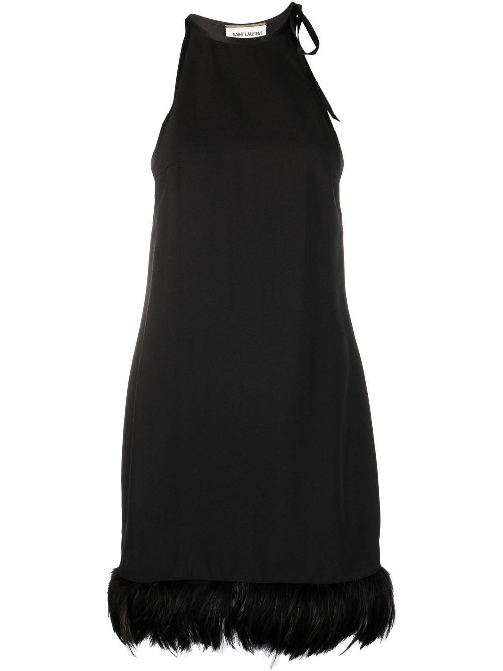 SAINT LAURENT Fringed Hem Dress In Black Product Image