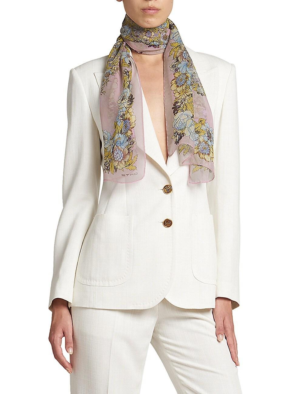 Pink Floral Silk Scarf product image