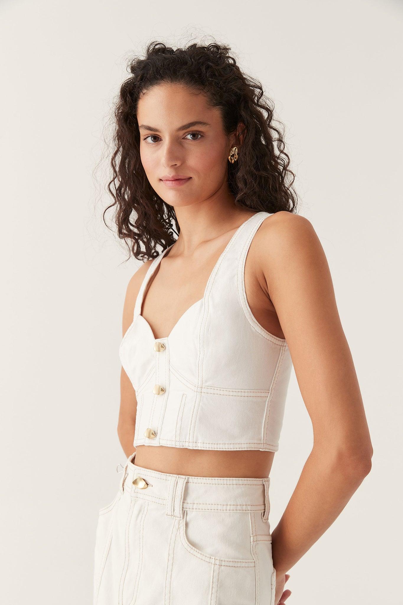 Elena Denim Cropped Bustier Product Image