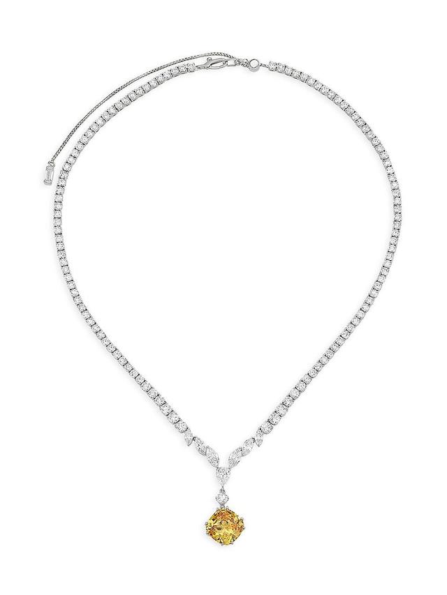 Womens Saffron Sterling Silver & Cubic Zirconia Collar Pendant Necklace Product Image