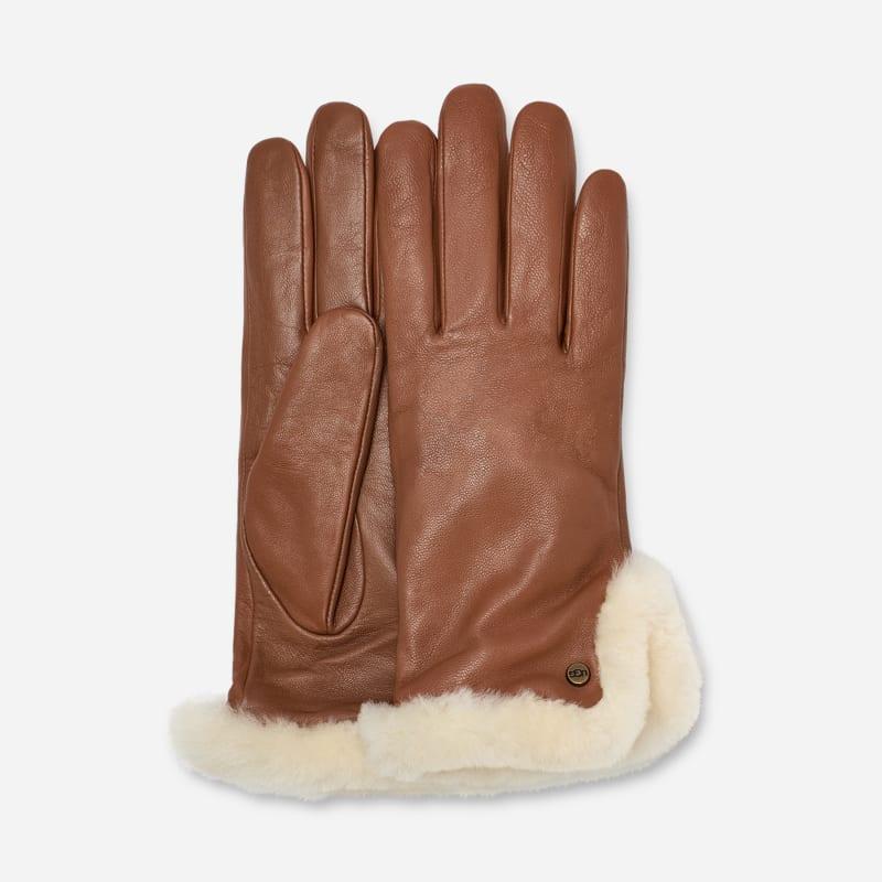 Ugg Shearling Trim Leather Gloves Product Image