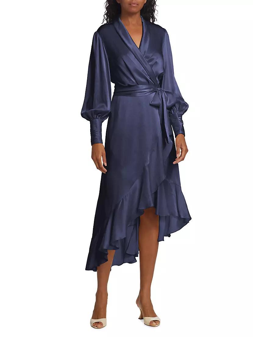 Belted Silk Wrap Midi-Dress Product Image