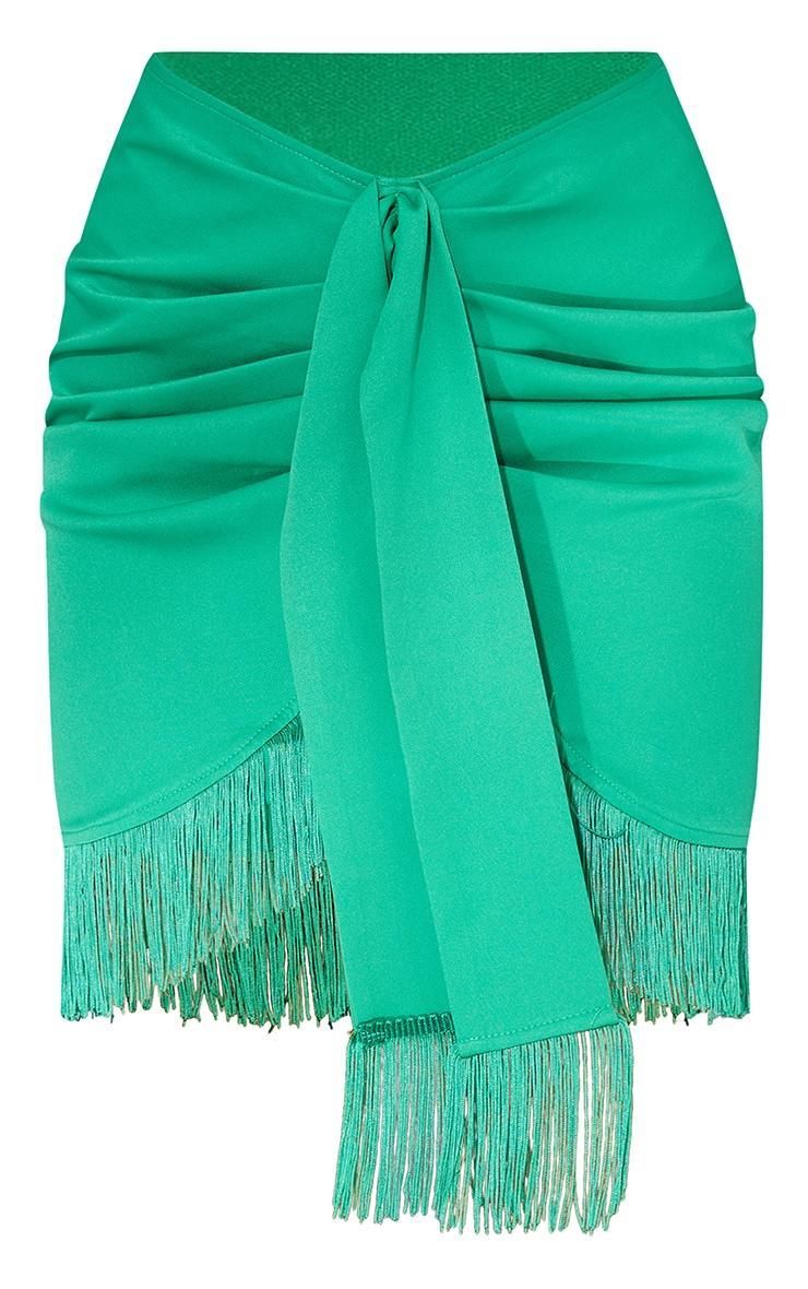 Bright Green Woven Tassel Wrap Skirt Product Image