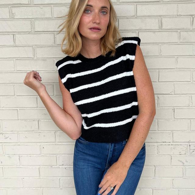 Modern Day Striped Knit Top - Black/White Product Image