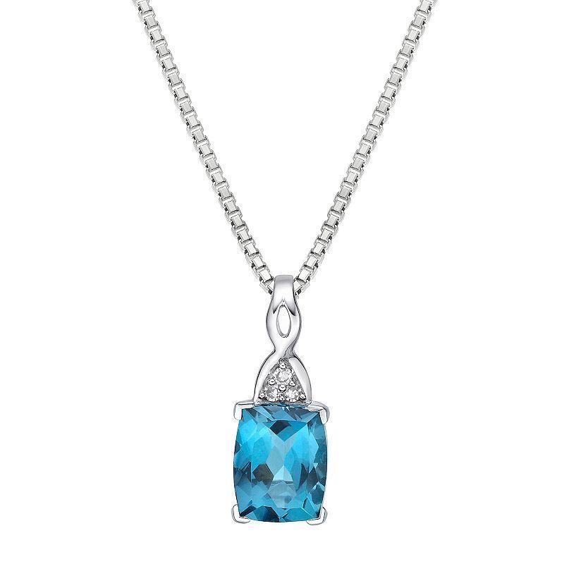 Belk & Co 2.5 Ct. T.w. London Blue Topaz And 1/10 Ct. T.w. Diamond Pendant Necklace In 10K White Gold Product Image