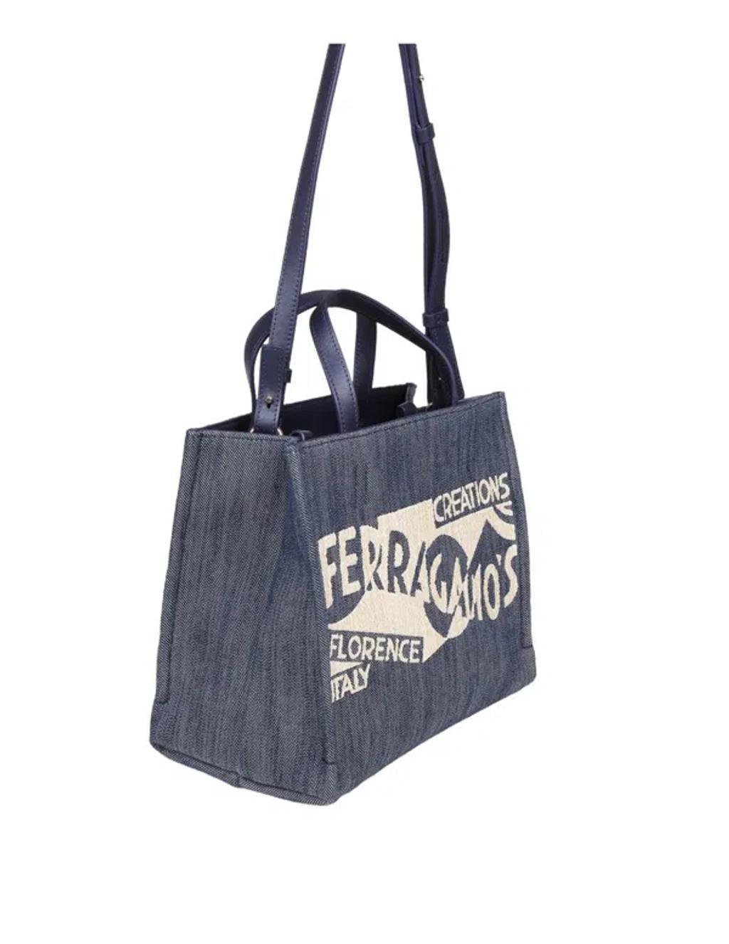 Denim Tote Bag In Blue Product Image