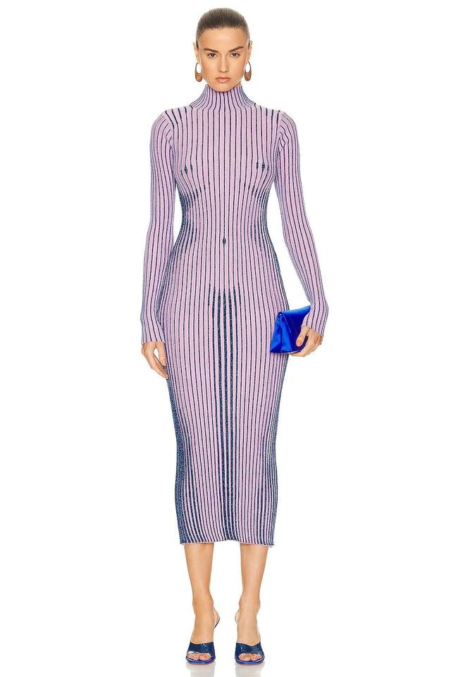 Jean Paul Gaultier Body Morph Metallic Trompe lOeil Merino Wool Blend Rib Sweater Dress Product Image