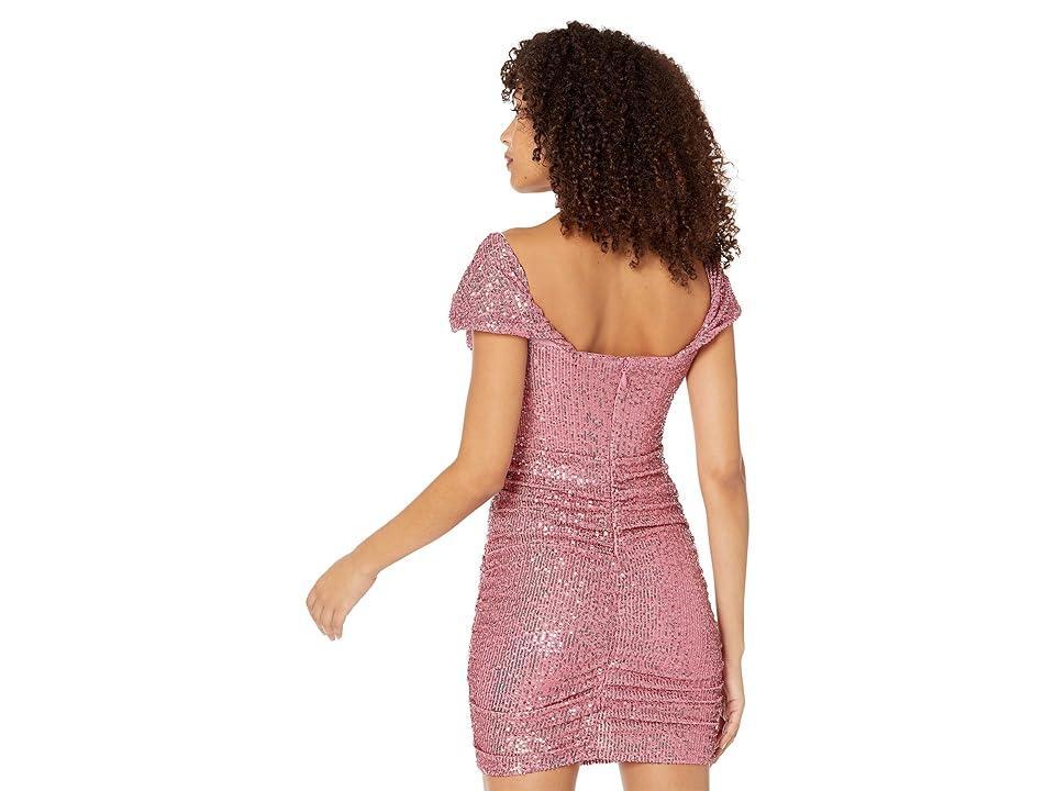 Bebe Sequin Drapery Ruched Dress (Mauvewood) Women's Dress Product Image