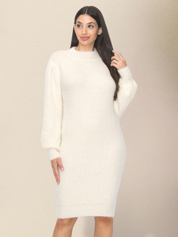 Women's casual slim round neck sweater dressRP0023575 Female Product Image