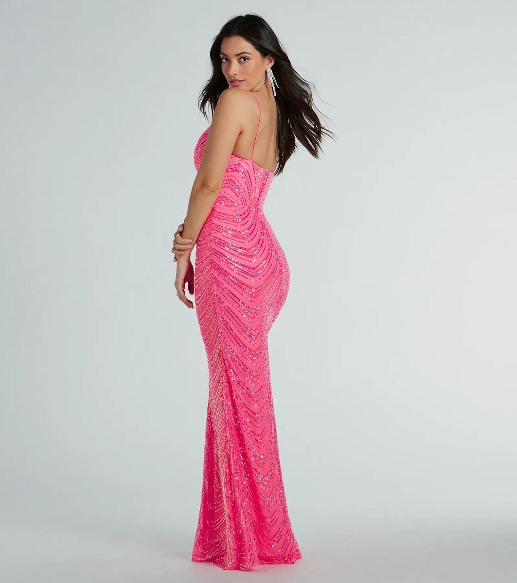 May V-Neck Mermaid Sequin Long Formal Dress Product Image