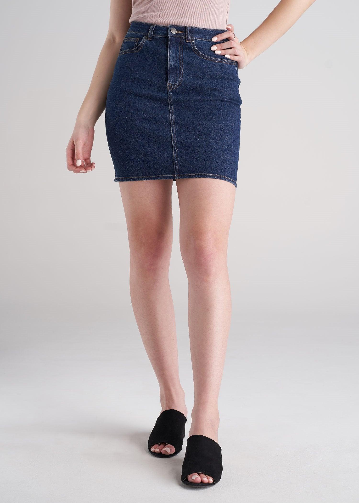 Classic Women's Tall Denim Skirt in Washed Indigo Blue Female Product Image