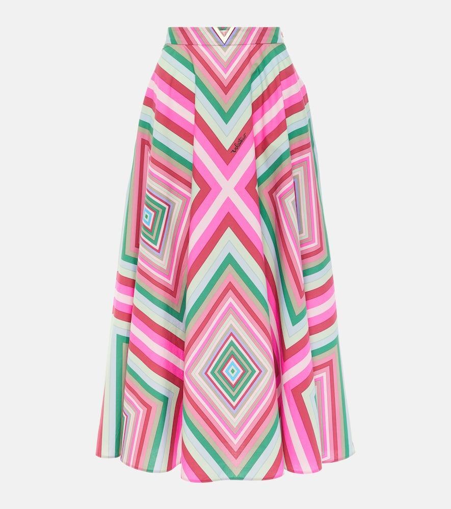 Garavani Geometric Print Cotton Midi Skirt In Multicolor Product Image