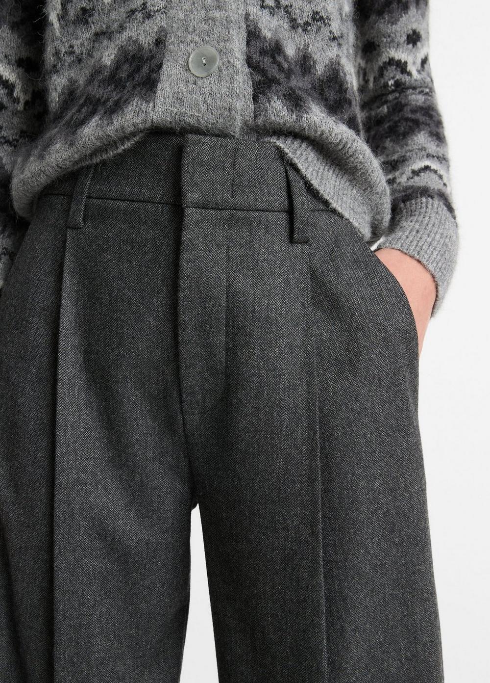 Italian Herringbone Wool-Blend High-Rise Trouser Product Image