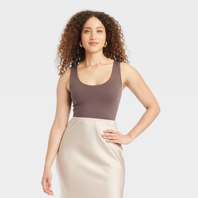 Womens Slim Fit Seamless Tank Top - A New Day Brown XL Product Image