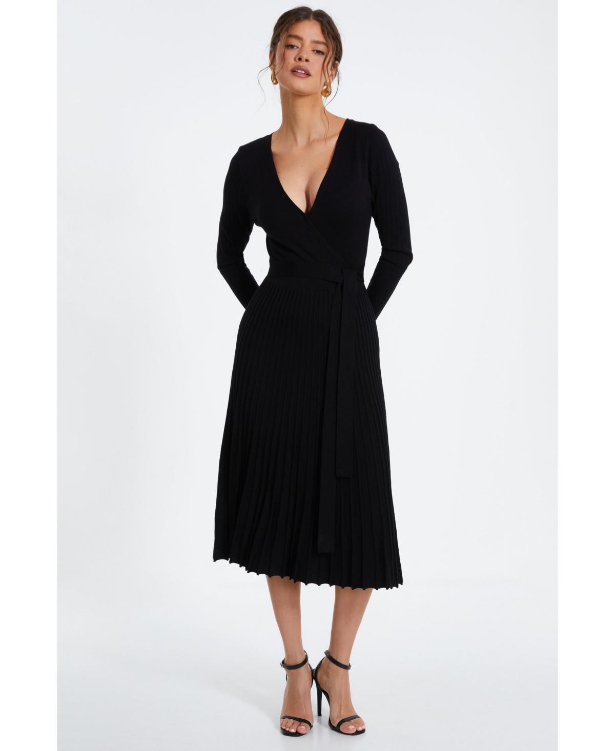 Quiz Womens Pleated Yarn Knitted Dress Product Image