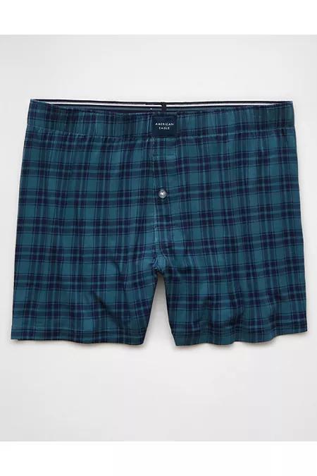 AEO Mens Plaid Slim Knit Ultra Soft Boxer Short Men's Product Image