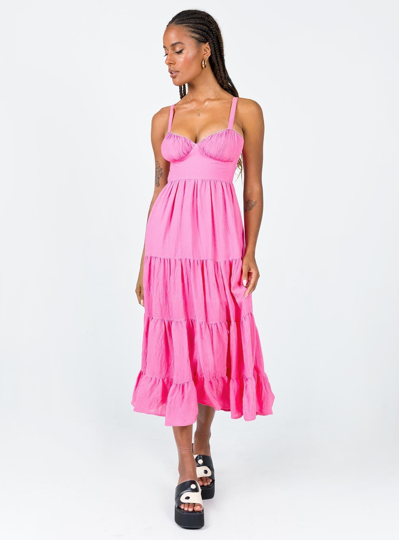 Joella Midi Dress Pink Product Image