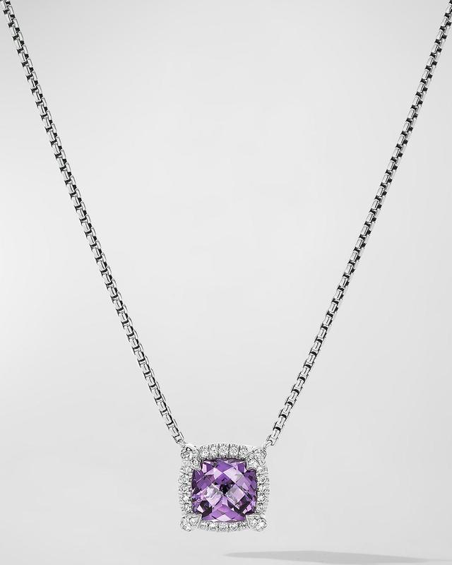 Womens Petite Chatelaine Pav Bezel Pendant Necklace with Diamonds Product Image