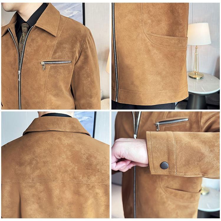 Faux Suede Zip Jacket Product Image