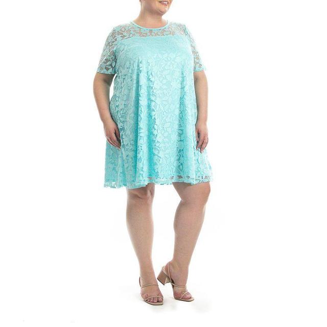 Plus Size Nina Leonard Lace Burnout Trapeze Dress, Womens Product Image