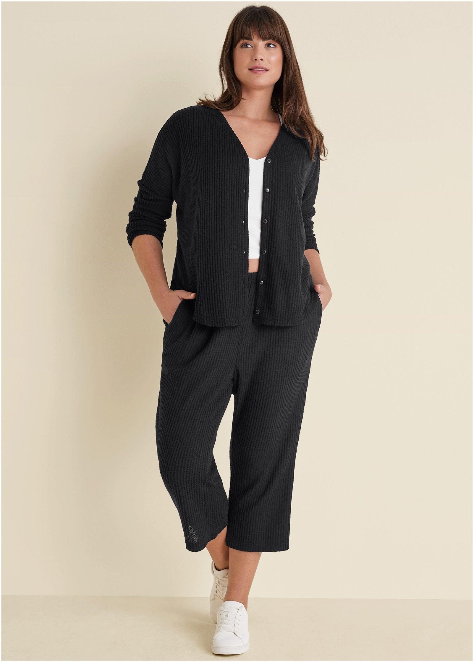 Cozy Waffle Crop Pant - Black product image