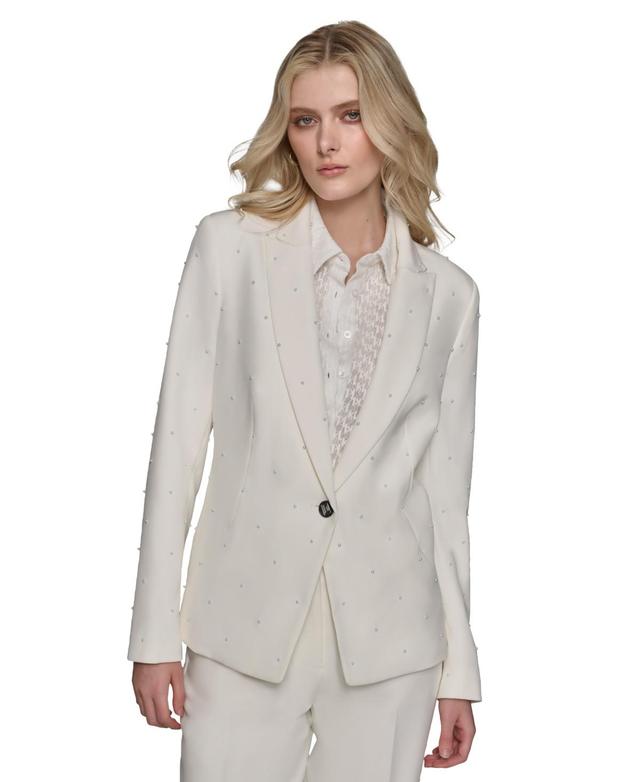 Karl Lagerfeld Paris Womens Imitation-Pearl Blazer Product Image