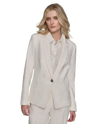 Karl Lagerfeld Paris Womens Imitation-Pearl Blazer Product Image