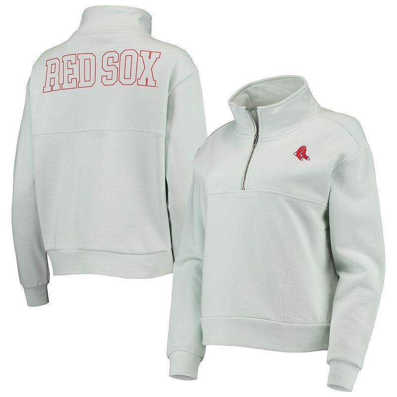 Womens The Wild Collective Blue Boston Red Sox Two-Hit Quarter-Zip Pullover Top Product Image