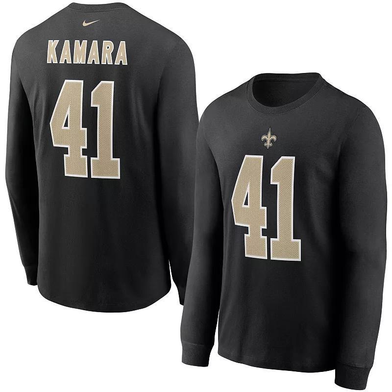 Mens Nike Alvin Kamara New Orleans Saints Player Name & Number Long Sleeve T-Shirt Product Image