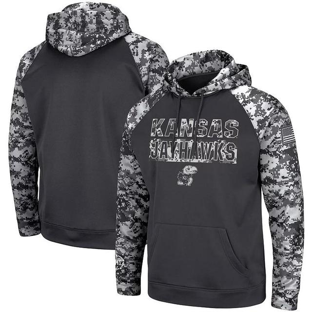 Mens Colosseum Kansas Jayhawks OHT Military Appreciation Digital Camo Pullover Hoodie Grey Product Image