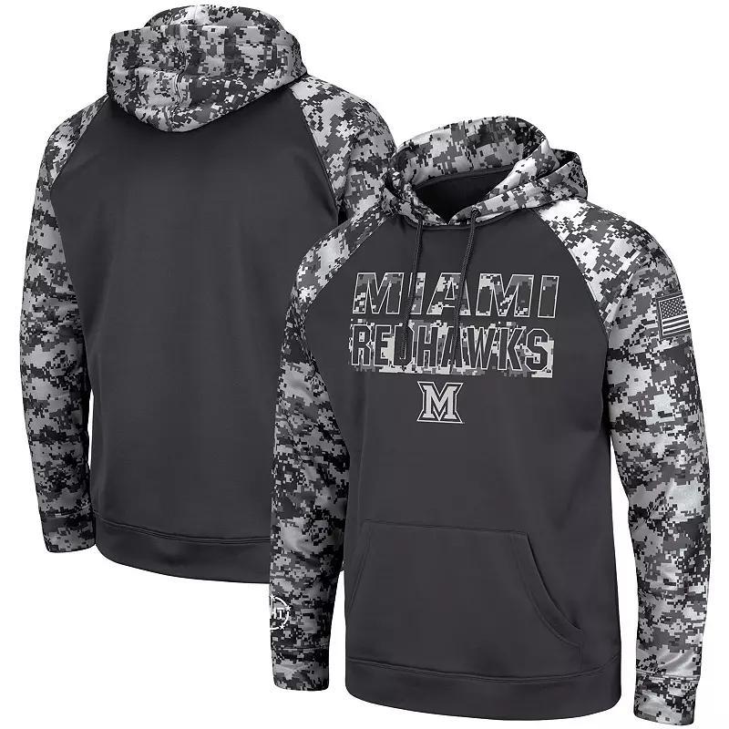 Mens Colosseum Charcoal Miami University RedHawks OHT Military Appreciation Digital Camo Pullover Hoodie Product Image