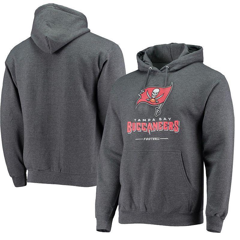 Mens Fanatics Branded Heather Charcoal Tampa Bay Buccaneers Logo Team Lockup Fitted Pullover Hoodie Product Image