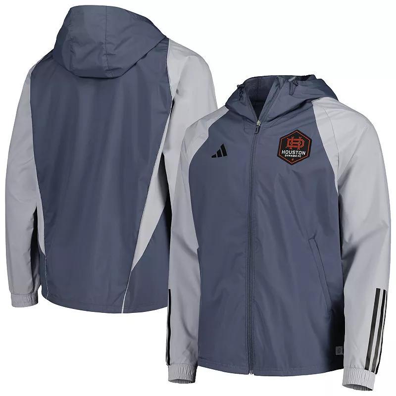 Mens adidas Charcoal Houston Dynamo FC All-Weather Raglan Hoodie Full-Zip Jacket Product Image