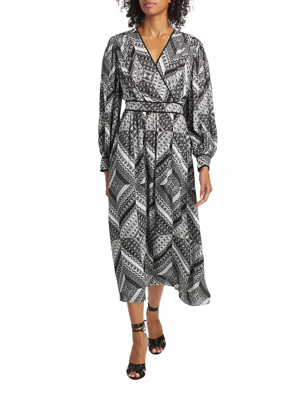 The Caelan Printed Silk Midi-Dress Product Image