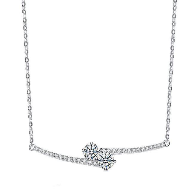 14k Gold Over Silver Cubic Zirconia Bypass Necklace, Womens Sterling Product Image