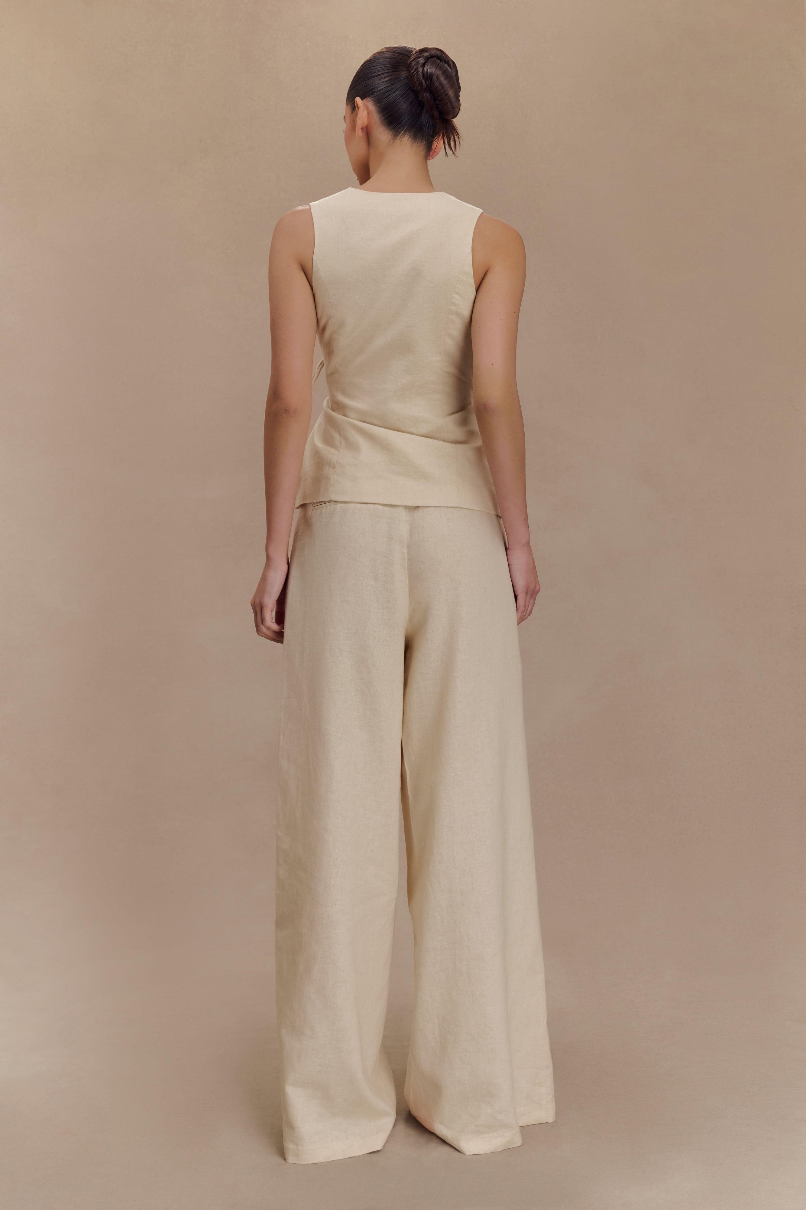 Brandi Linen Straight Leg Pant - Wheat Marle Product Image