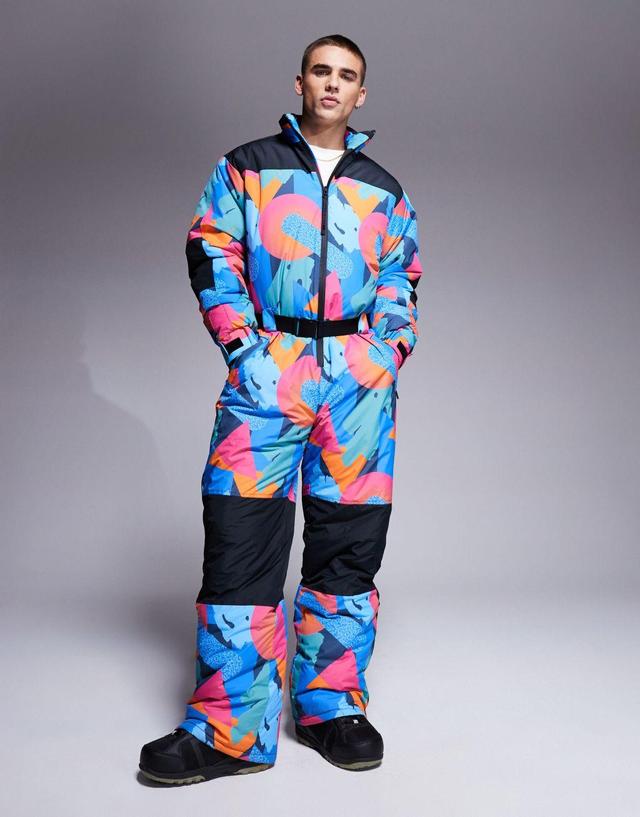 ASOS 4505 Ski water repellent insulated ski suit in retro 80s print Product Image