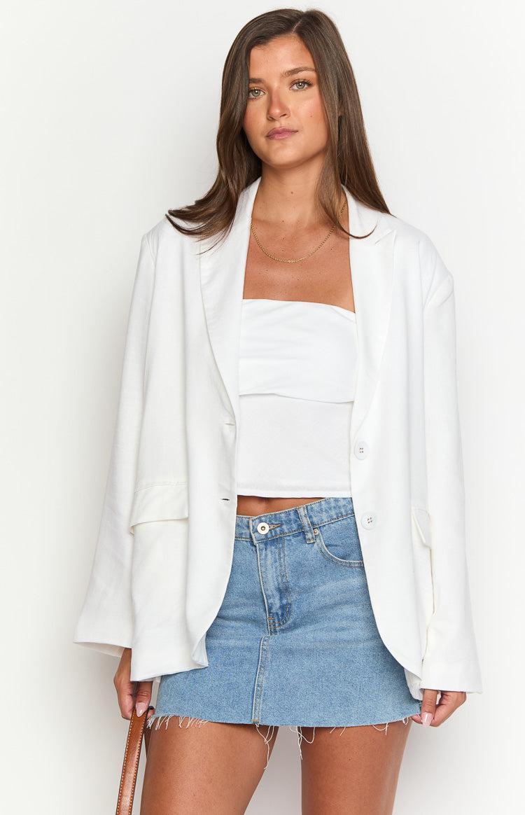 Cassy White Linen Blend Blazer Product Image