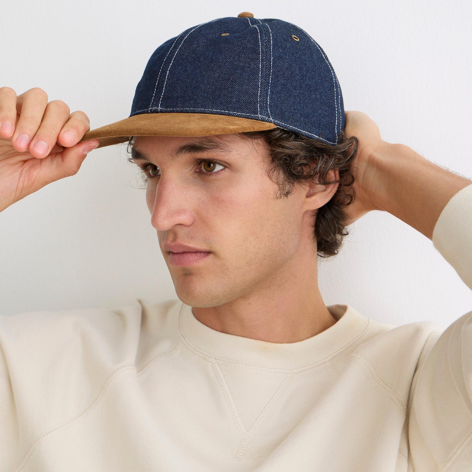 Denim baseball cap with suede brim Product Image