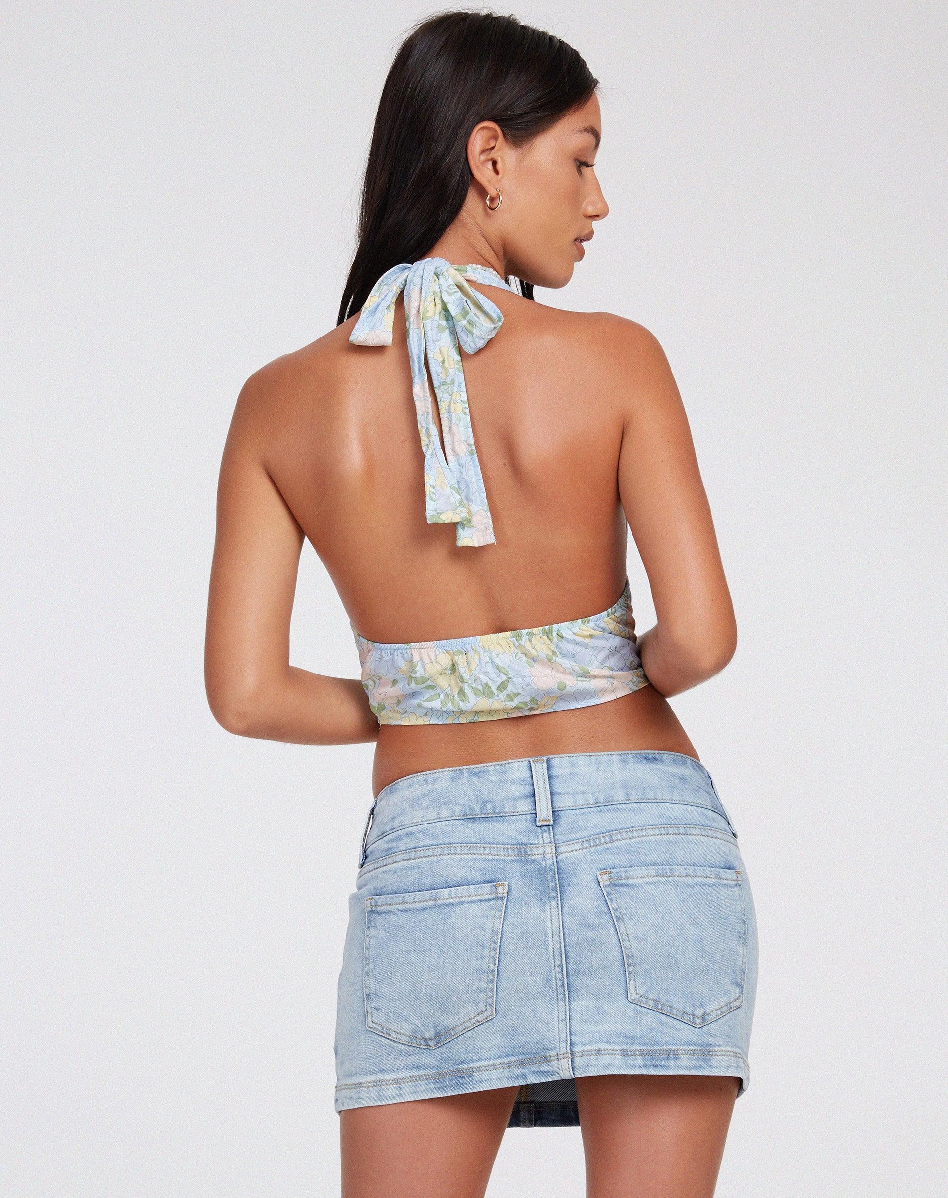 Nanda Crop Top in Washed Out Pastel Floral Product Image