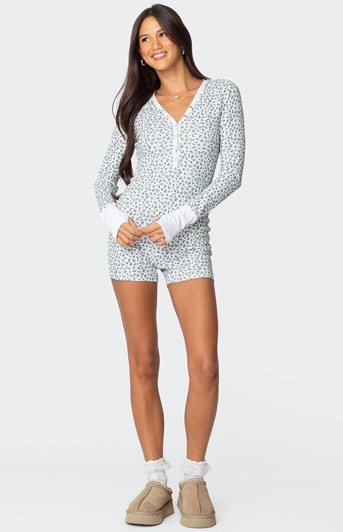 Edikted Women's Meadow Printed Waffle Romper Product Image