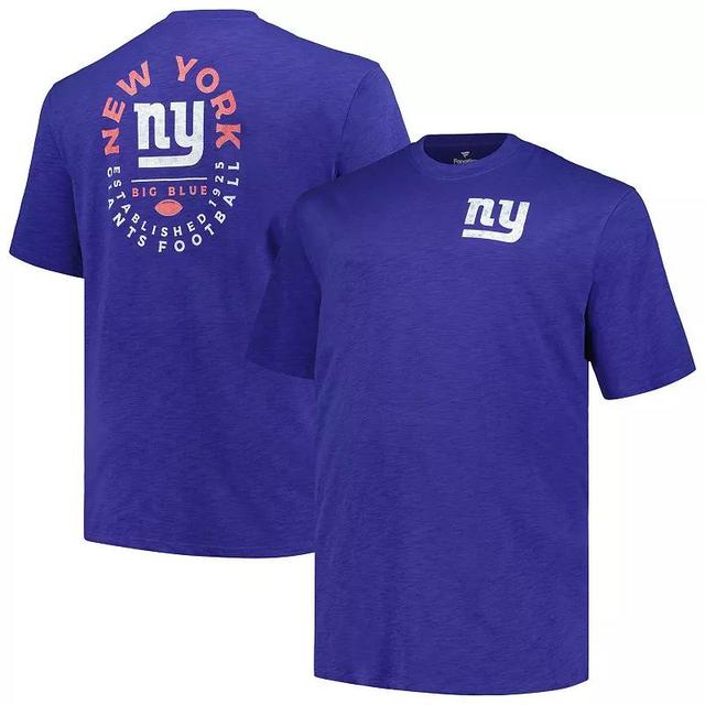 Mens Profile Royal New York Giants Big & Tall Two-Hit Throwback T-Shirt Product Image