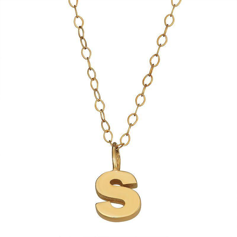 10K Gold Initial Pendant on 14K Gold Filled Chain, Womens B Product Image