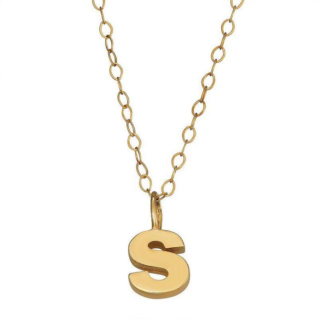 10K Gold Initial Pendant on 14K Gold Filled Chain, Womens B Product Image