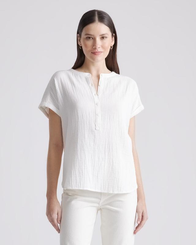 100% Organic Cotton Gauze Roll Sleeve Shirt Product Image